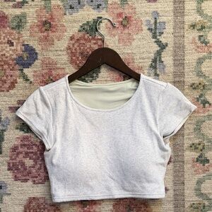 Klassy Network Light Heather Gray Ribbed Crop Tee